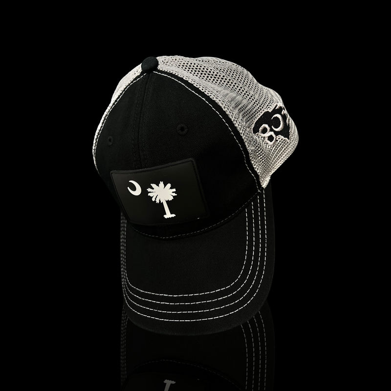 803 Richardson Performance PVC Patch Relaxed Black Steel Trucker Hat