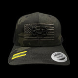 803 America Yupoong Black Camo Veteran Trucker Hat