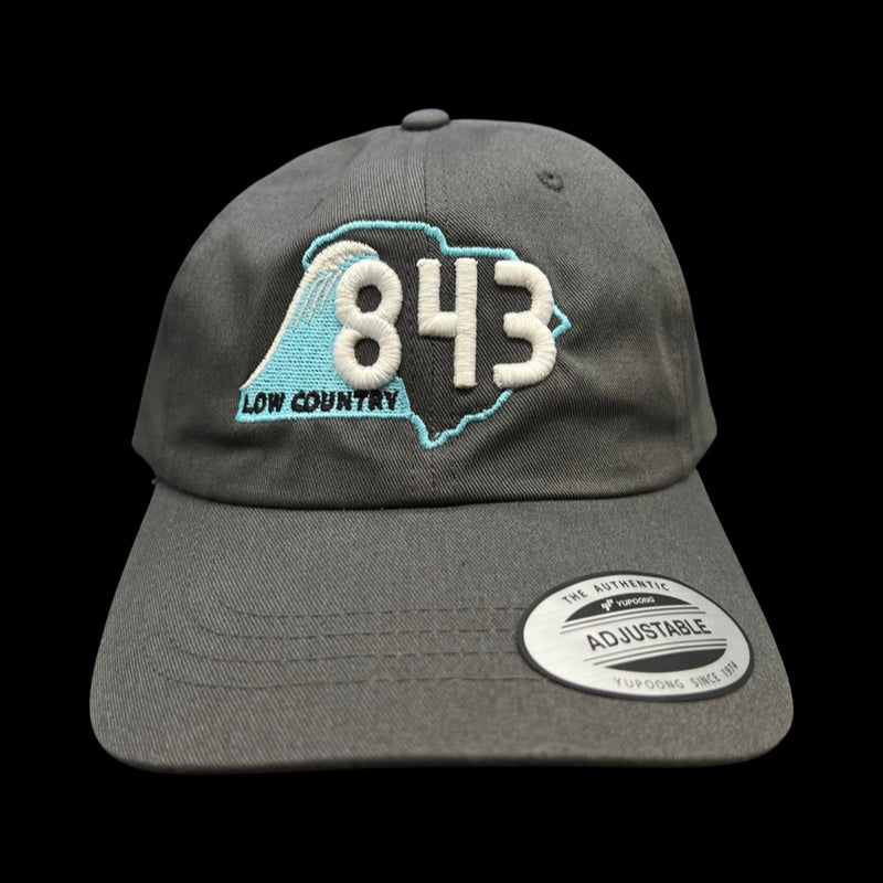 843 Lowcountry Yupoong Charcoal White Adjustable Cleanup Hat