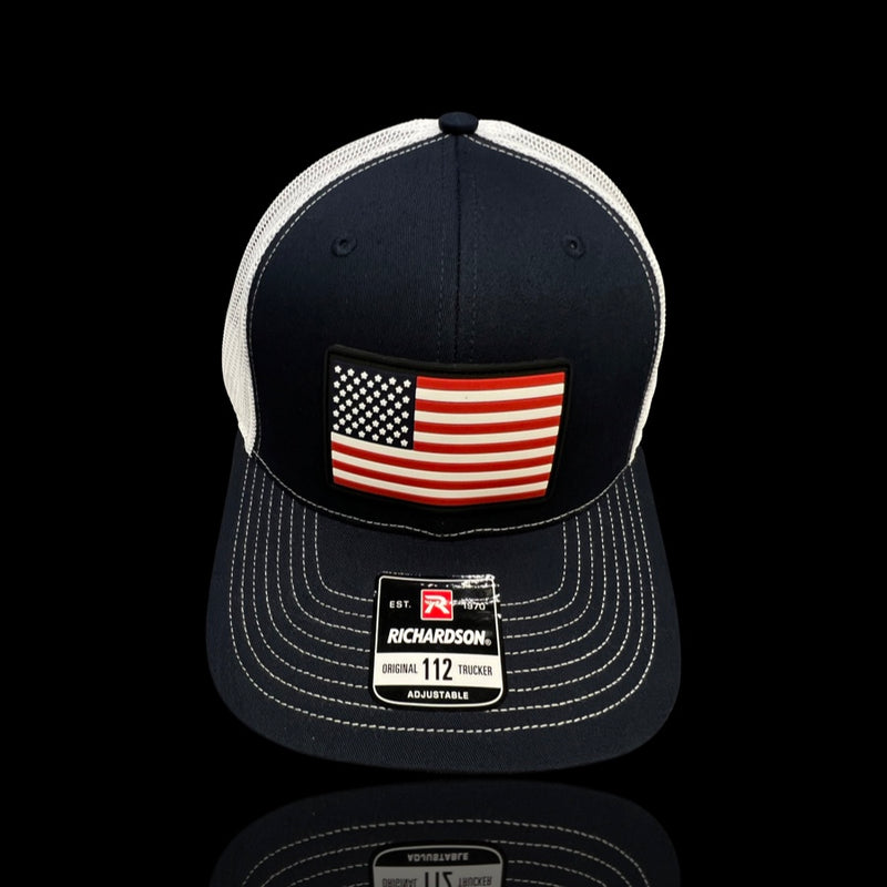 Richardson Navy White Old Glory South Carolina PVC Performance Patch Fitted Trucker Hat