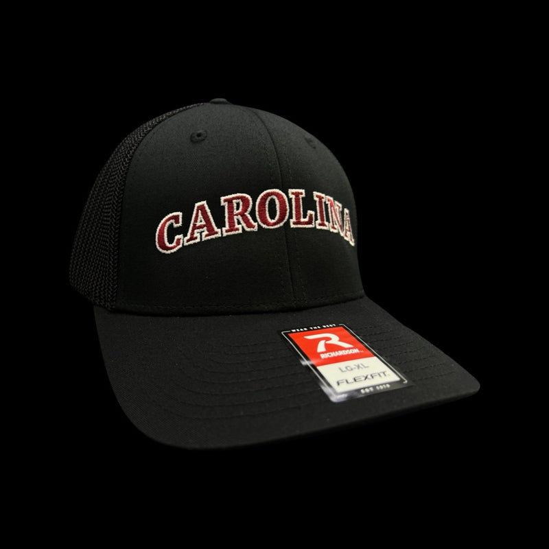 Richardson Carolina Black Widow Garnet Fitted Flex Mesh Trucker hat