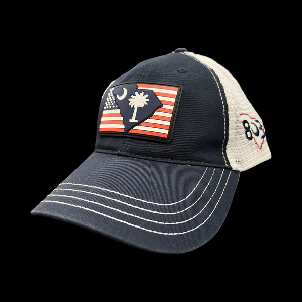 803 Richardson Performance PVC Patch Navy White Relaxed Trucker Hat