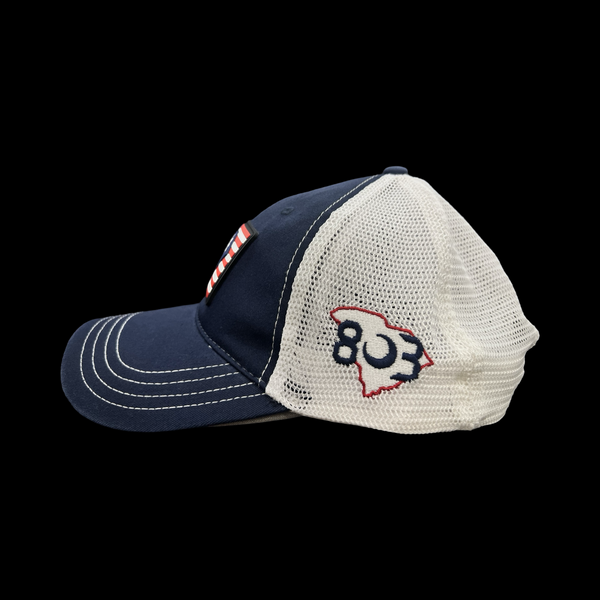 803 Richardson Performance PVC Patch Navy White Relaxed Trucker Hat