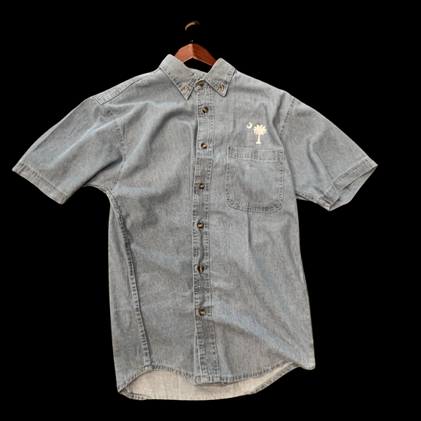 Palmetto Moon Unisex Denim Short Sleeve Button Down Shirt