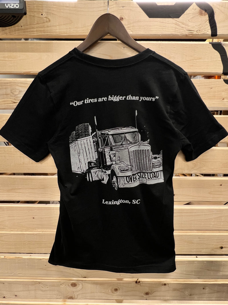 Lexington  "Our Tires Are Bigger Than Yours" Earth Mover Premium Heather Black Graphic Tee