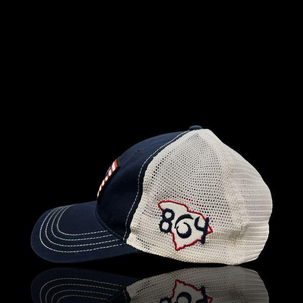 864 Richardson Performance PVC Patch Navy White Relaxed Trucker Hat