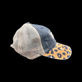 803 Leopard Washed Black Relaxed Fit Pony Tail Hat