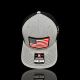 Richardson Heather Grey Black Old Glory PVC Performance Patch Trucker Hat