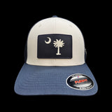 Flexfit Navy White Navy Performance PVC Patch Fitted Trucker Hat