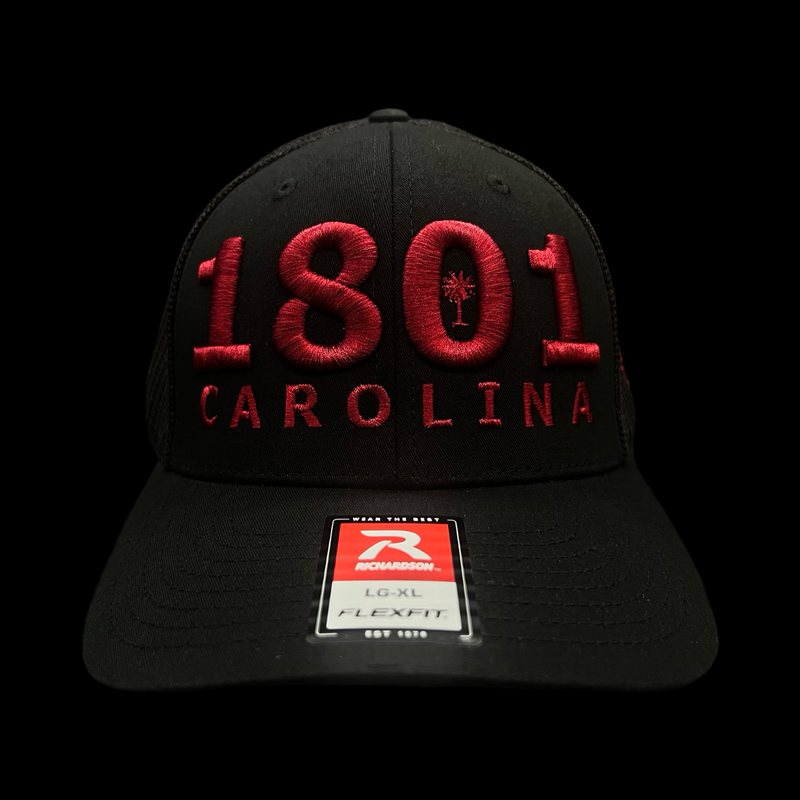 Richardson 1801 Carolina Garnet Fitted Mesh Black Garnet Trucker Hat
