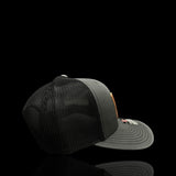 803 Richardson Charcoal Black Genuine Leather Patch Trucker