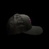 803 Yupoong Black Purple Trucker Hat