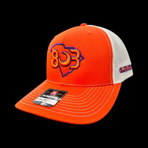 803 Richardson Clemson Orange White Second Generation Side Trucker Hat