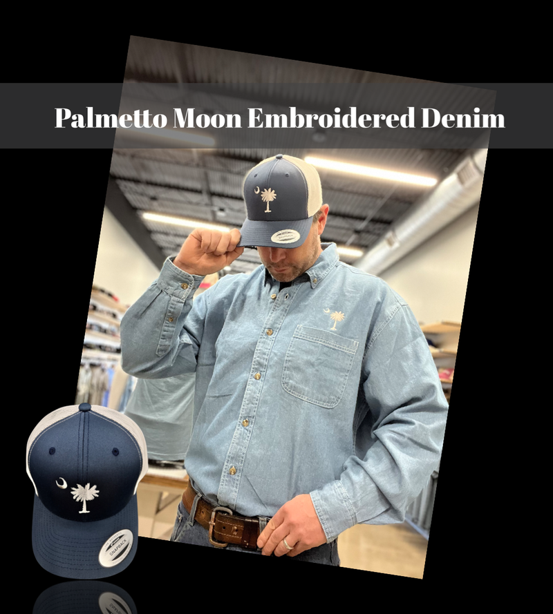 Palmetto Moon Denim Long Sleeve Button Down Shirt