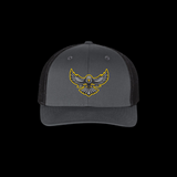 PRE_SALE:**EAGLE FITTED MESH** Gray Collegiate Script Logo Charcoal  Special Edition Fitted Hat