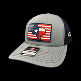 Richardson 112 Hometown Texas Heather Navy Patriotic Performance Trucker