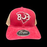 803 Low Profile Red Adjustable Pony Tail Hat