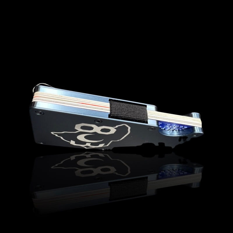 803 Laser Etched Navy Aluminum Wallet