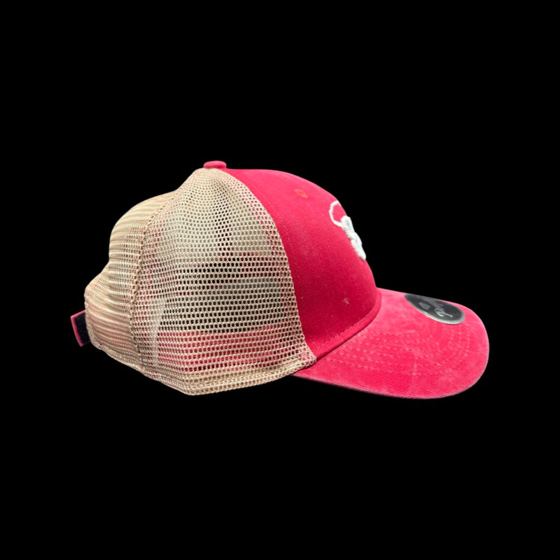 803 Low Profile Red Adjustable Pony Tail Hat