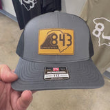843 Lowcountry Genuine Leather Patch Black Steel Hat