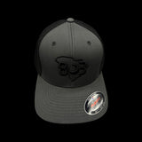 803 Flexfit Charcoal Black Fitted Mesh Trucker Hat