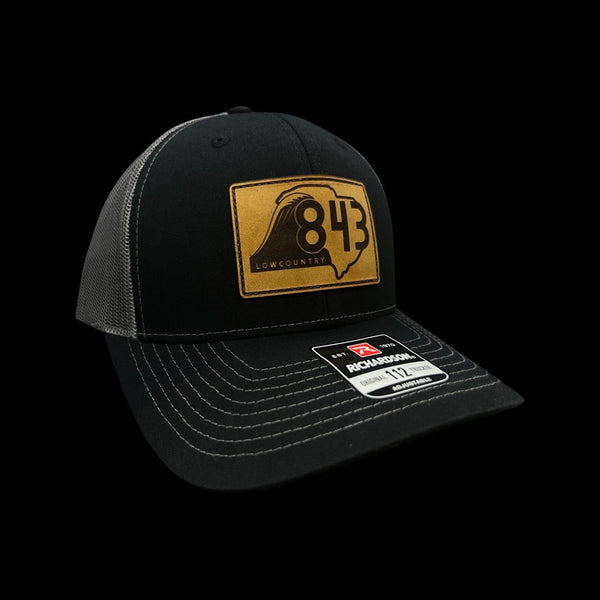 843 Lowcountry Genuine Leather Patch Black Steel Hat