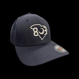 803 Flexfit XXL fitted cotton hat dark navy (2 logo colors)