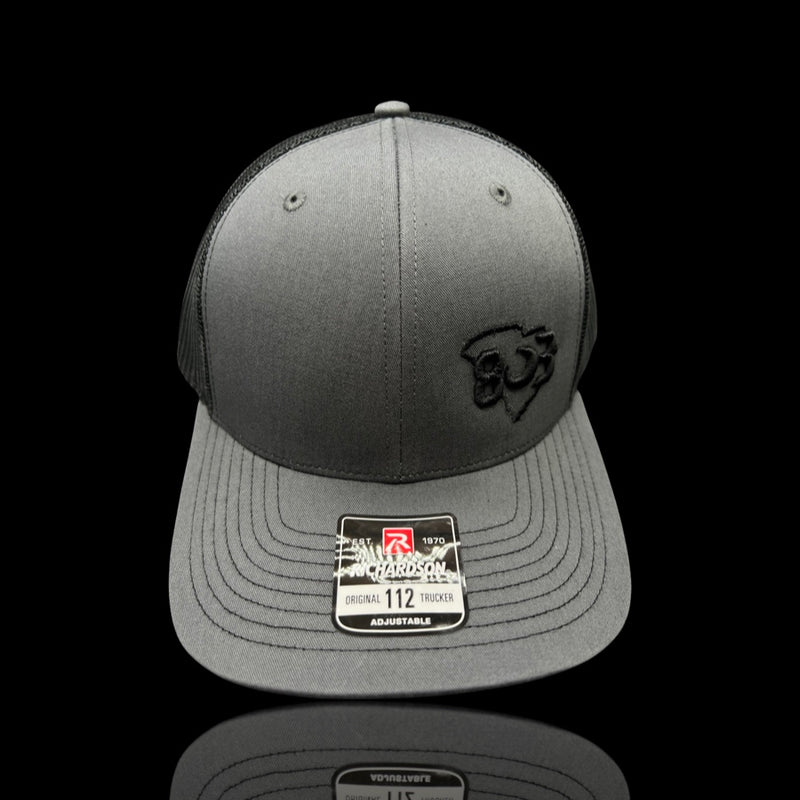 803 Richardson Charcoal-Black Offset Logo Trucker Hat