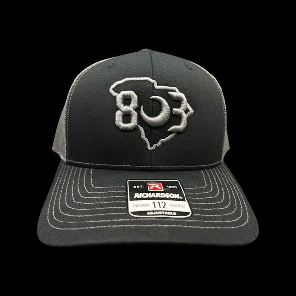 803 Richardson Black Steel Trucker Hat