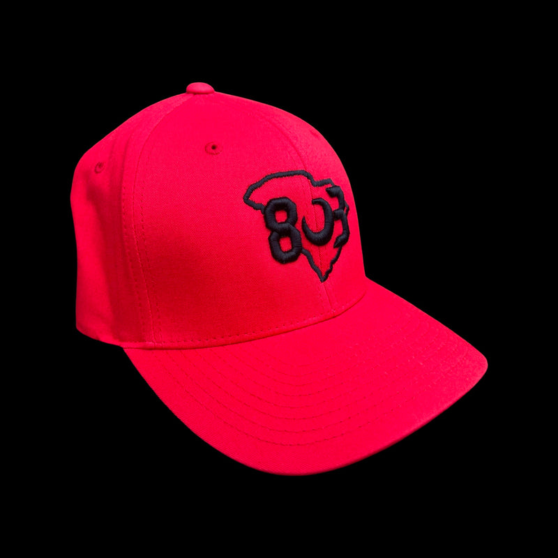 B-GRADE- 803 Flexfit Red/Black Fitted Cotton hat