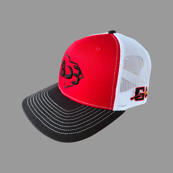 803 Gilbert Indians Black Red White Special Edition Trucker Hat