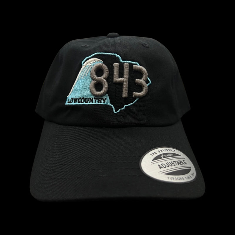 843 Lowcountry Yupoong Black-Steel Adjustable Cleanup Hat