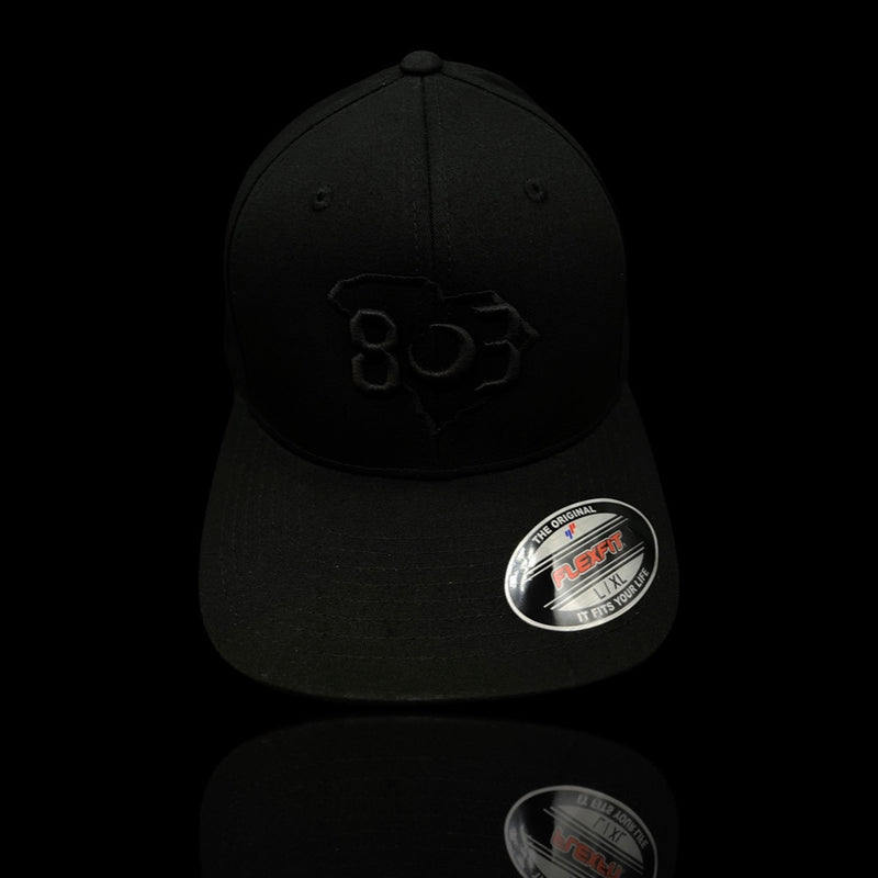 803 Flexfit Fitted Black Cotton hat (2 logo Colors)