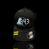 843 Lowcountry Flexfit Black Camo Fitted Mesh Trucker