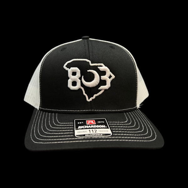 803 Richardson Black White Trucker Hat