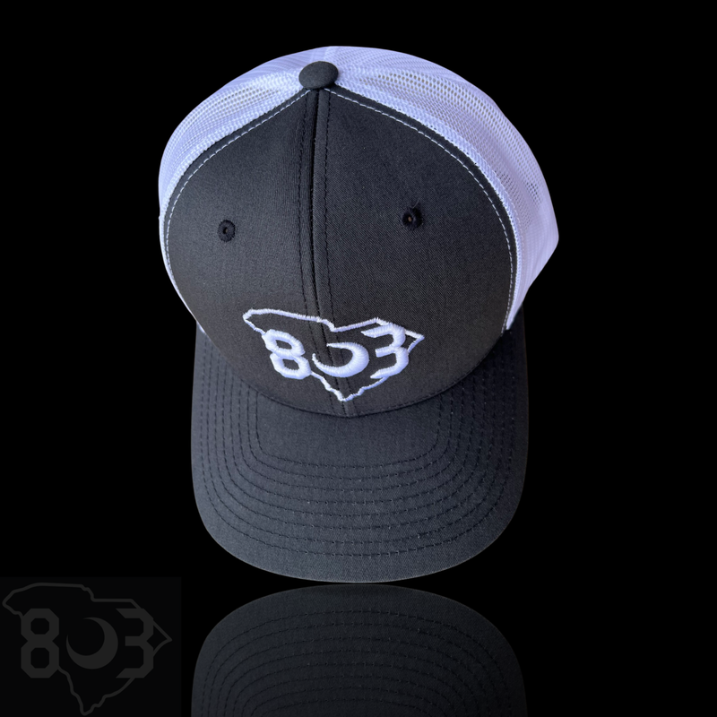 803 Yupoong Charcoal-White Trucker