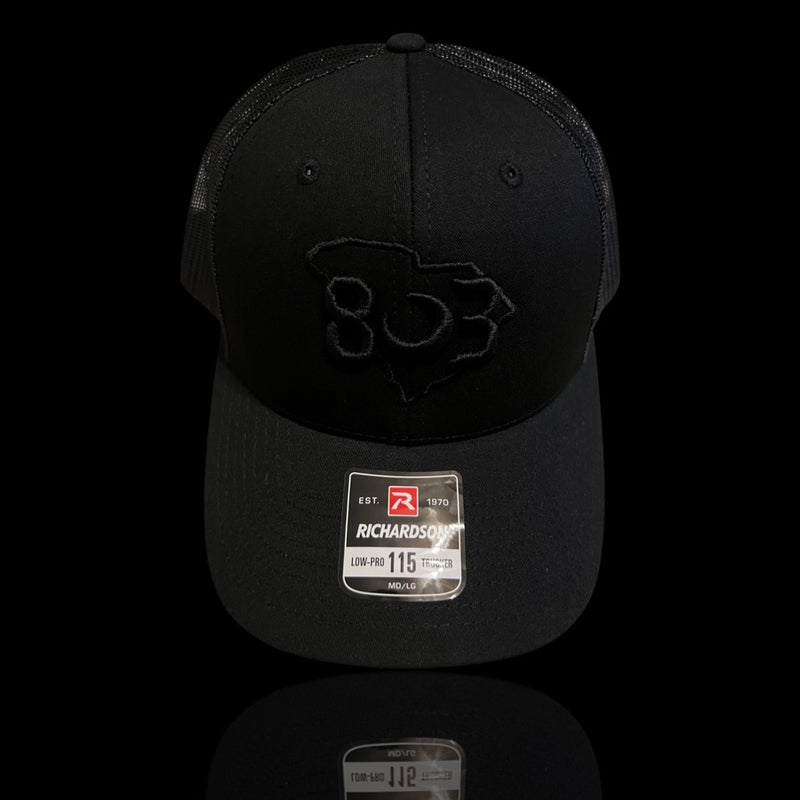 803 Richardson 115 Low Profile Black Trucker