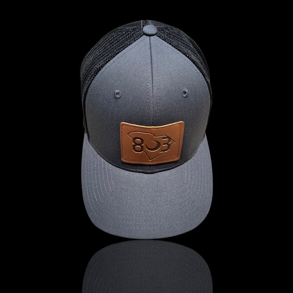 803 Richardson RFlex Fitted Mesh: Charcoal - Black Leather Patch