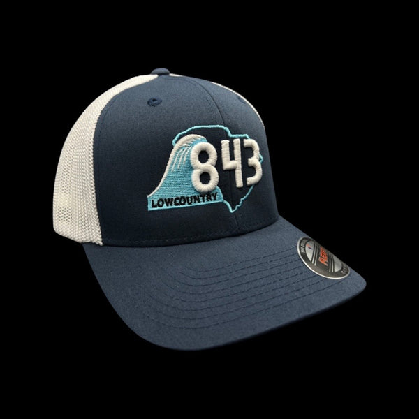 843 Lowcountry Flexfit Navy-White Fitted Mesh Hat