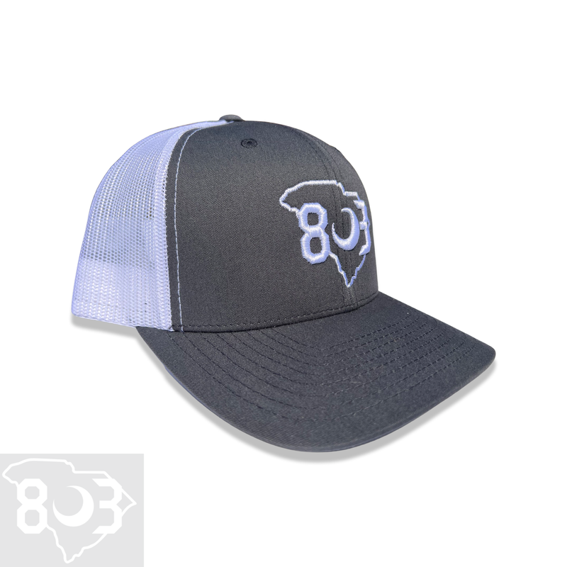 803 Yupoong Charcoal-White Trucker