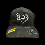 803 Flexfit Black Camo Fitted Mesh Trucker Hat (2 Colors)